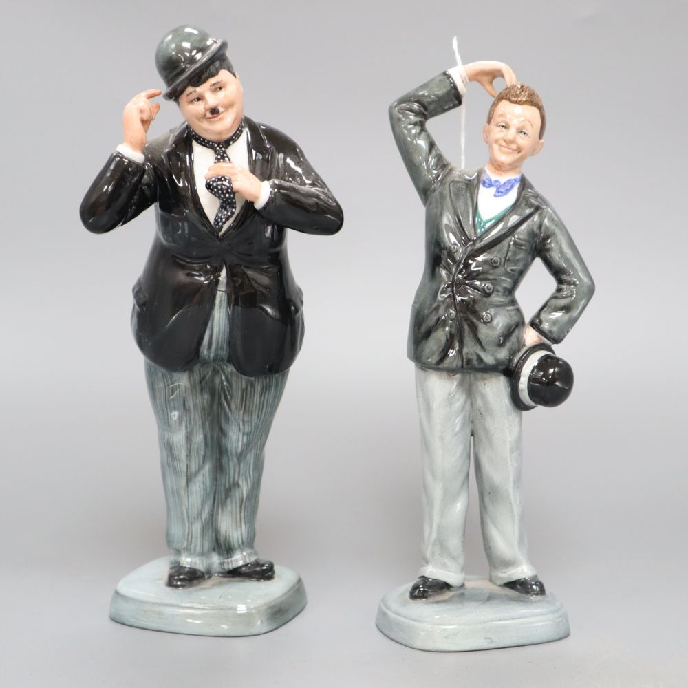 Royal Doulton figures: Oliver Hardy HN2775 (1992) and Stan Laurel HN2774 (1992-4)